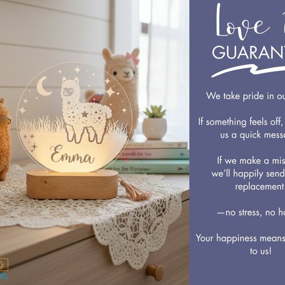 Custom Llama Night Light – Personalized LED Lamp for Kids Room - Picture 6 of 8